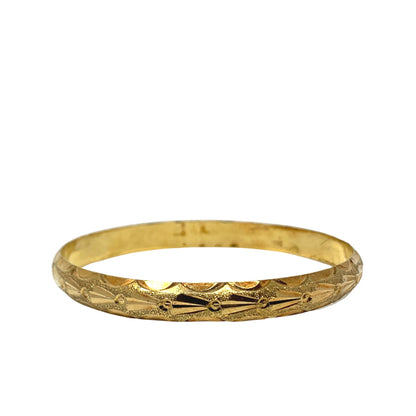 20K Gold Diamond Cut 8" Bangle Bracelet