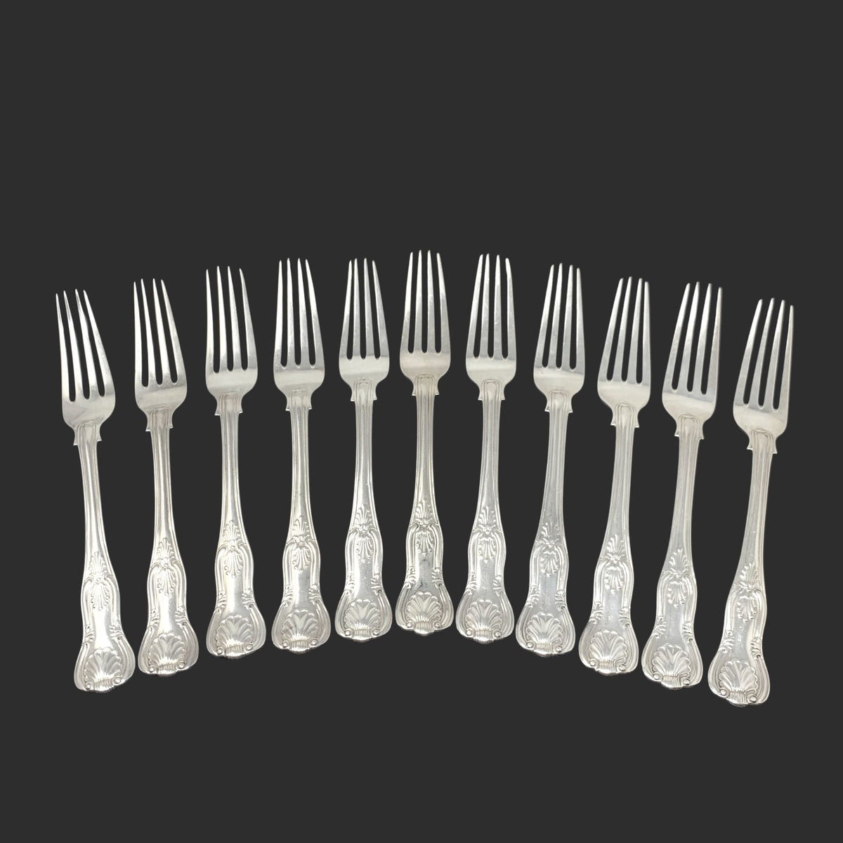 Charles Boyton Antique Sterling Kings 7 1/8" Luncheon Fork Set (11pcs)