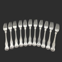 Charles Boyton Antique Sterling Kings 7 1/8" Luncheon Fork Set (11pcs)