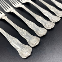 Charles Boyton Antique Sterling Kings 7 1/8" Luncheon Fork Set (11pcs)