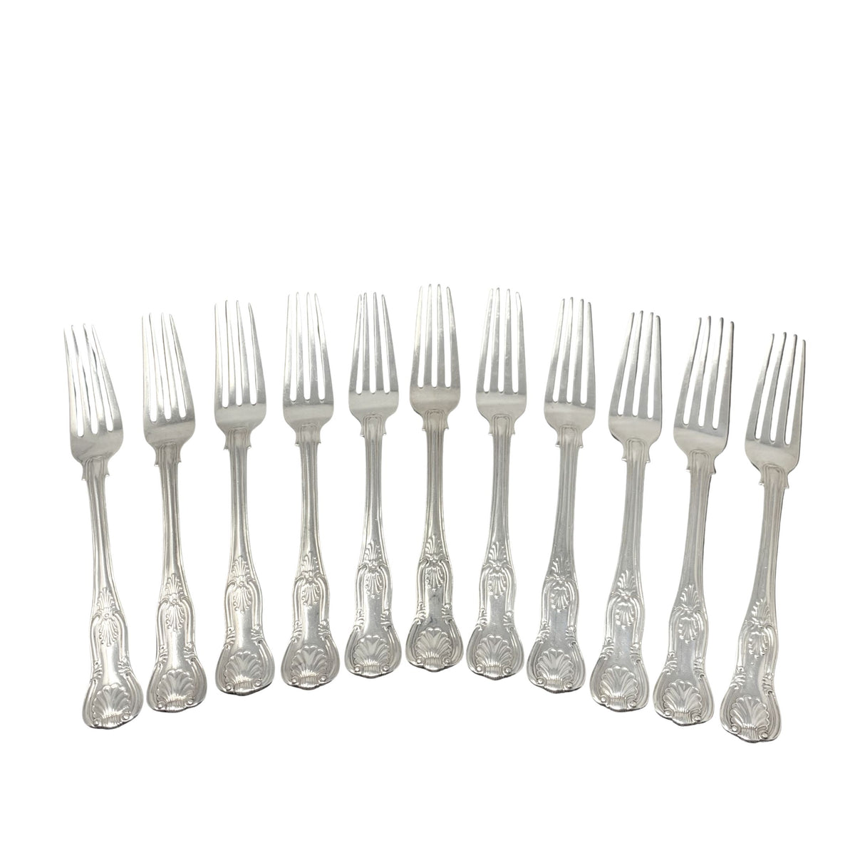 Charles Boyton Antique Sterling Kings 7 1/8" Luncheon Fork Set (11pcs)