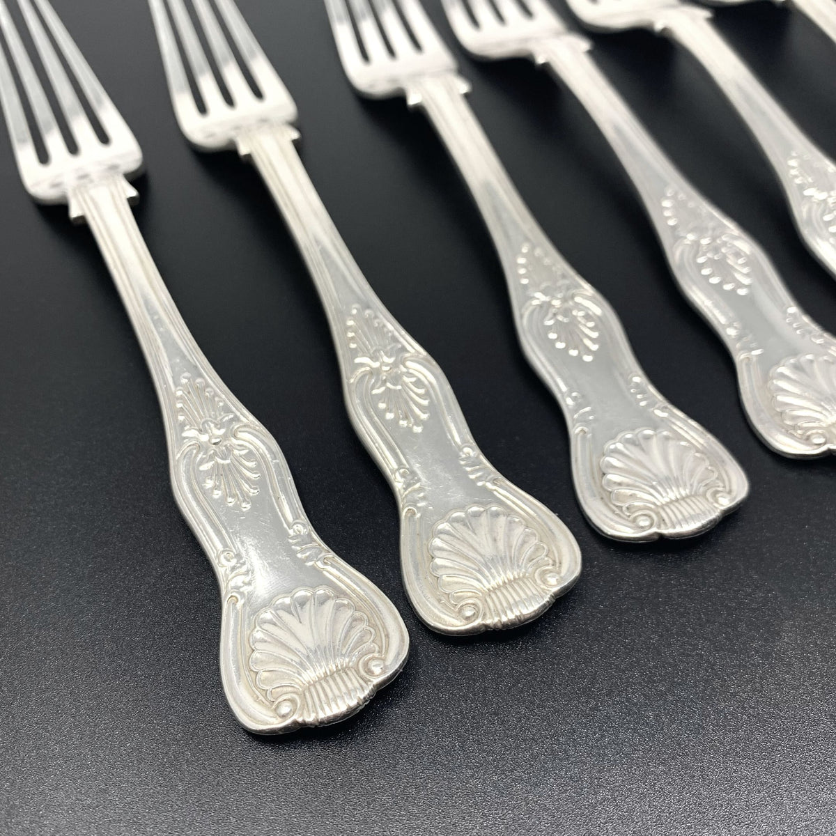 Charles Boyton Antique Sterling Kings 8 1/4" Dinner Fork Set (10pcs)