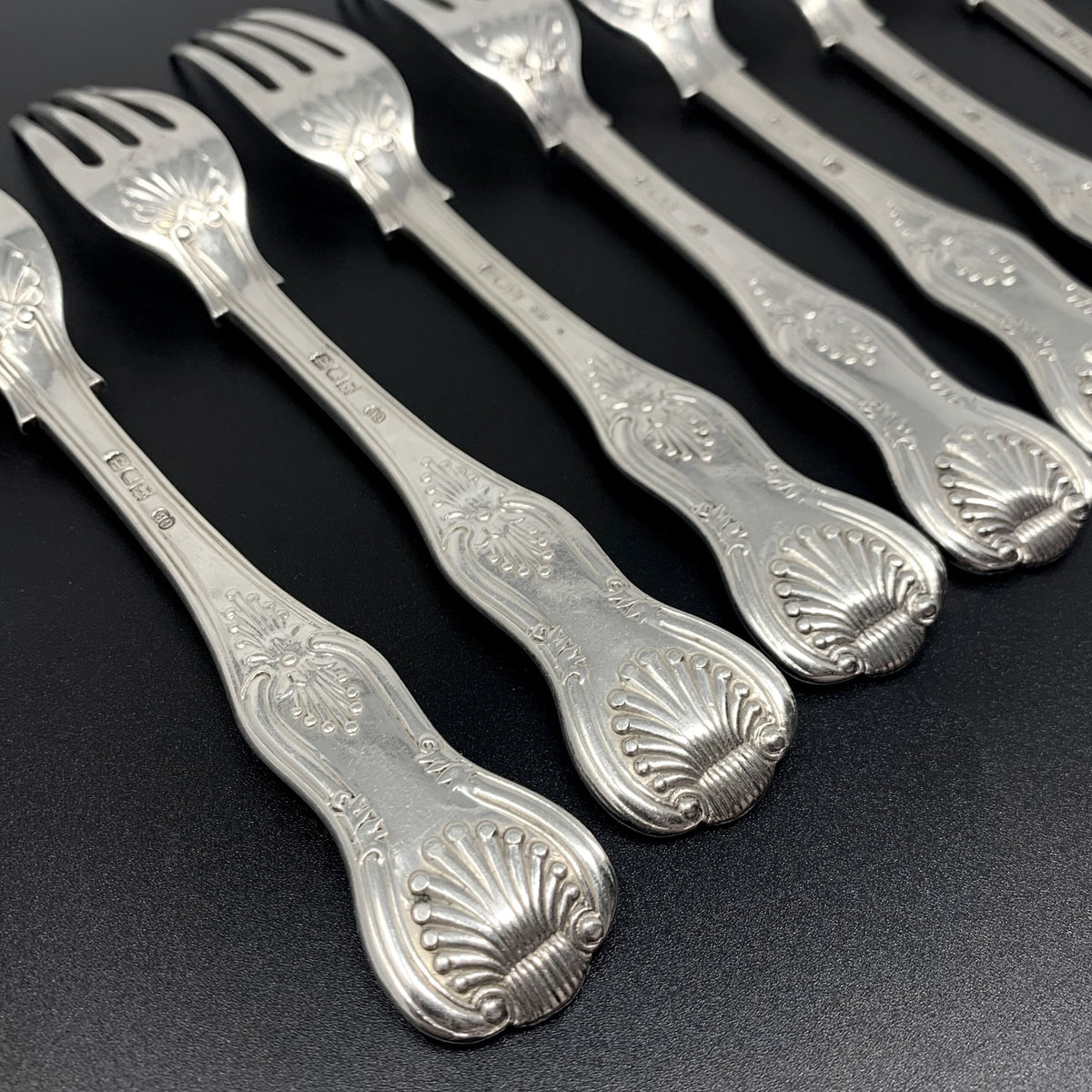 Charles Boyton Antique Sterling Kings 8 1/4" Dinner Fork Set (10pcs)