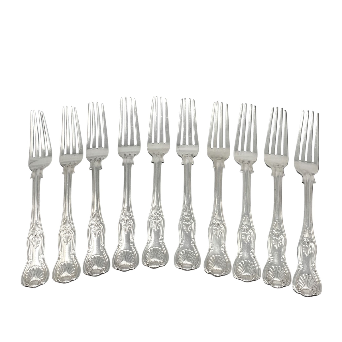 Charles Boyton Antique Sterling Kings 8 1/4" Dinner Fork Set (10pcs)