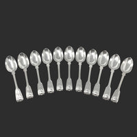 Henry Holland Antique Sterling Monogrammed Kings Dessert Spoon Set (11pcs)