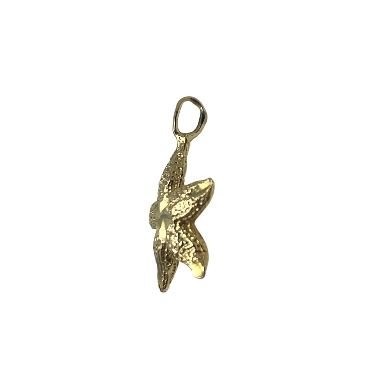 14K Diamond Cut & Textured Starfish Charm/ Pendant