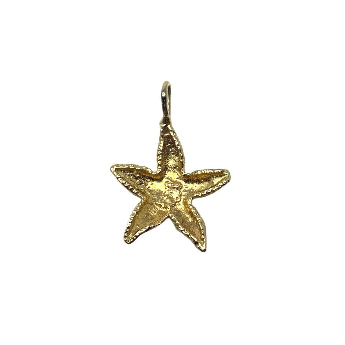 14K Diamond Cut & Textured Starfish Charm/ Pendant