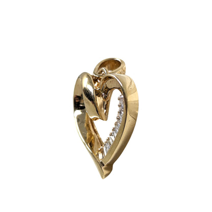 14K Gold Baguette Diamond Heart Pendant