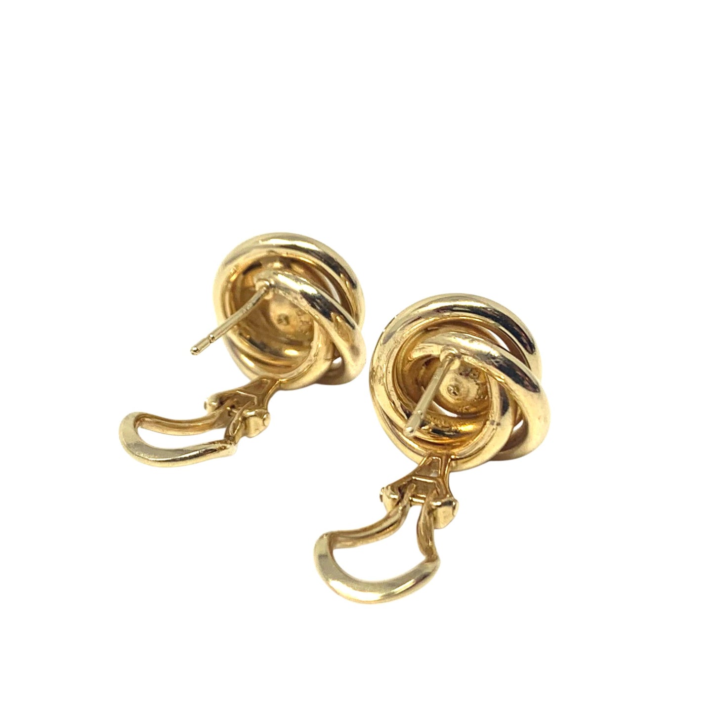 Barton A. Ballou 14K Gold Pearl & Knot Omega Earrings