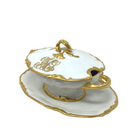 Jean Pouyat Limoges Saucer Tureen With Lid & Attached Underplate