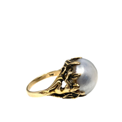 10K Gold Art Nouveau Style Pearl Ring