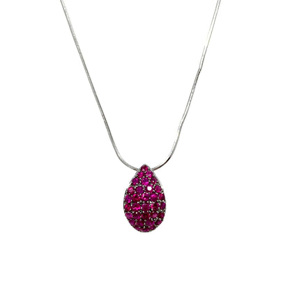 14K Gold Italian Pink Sapphire & Diamond 18" Necklace