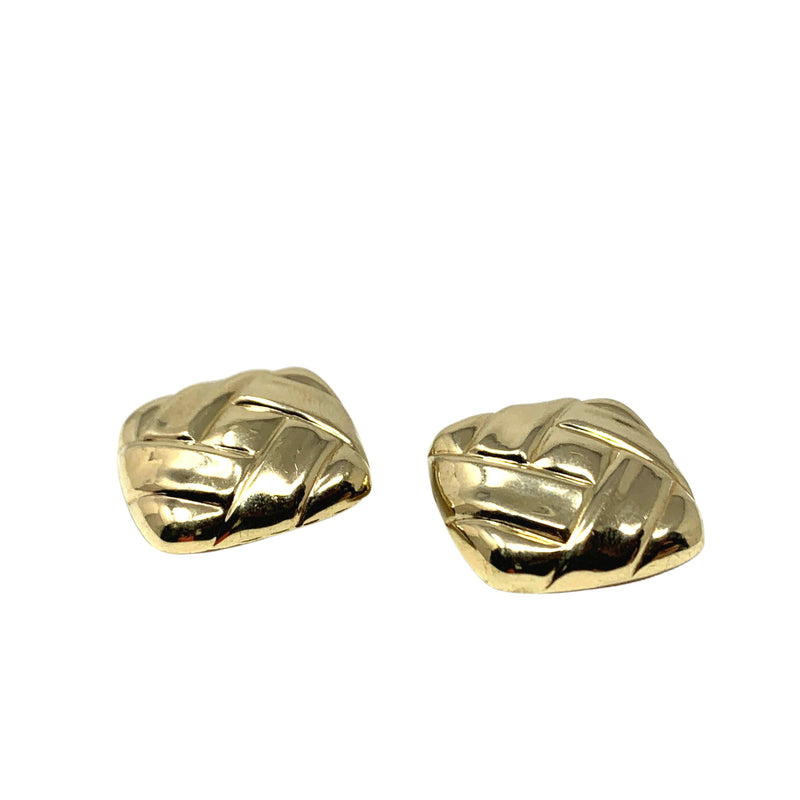 14K Gold Clip-On Button Pillow Earrings