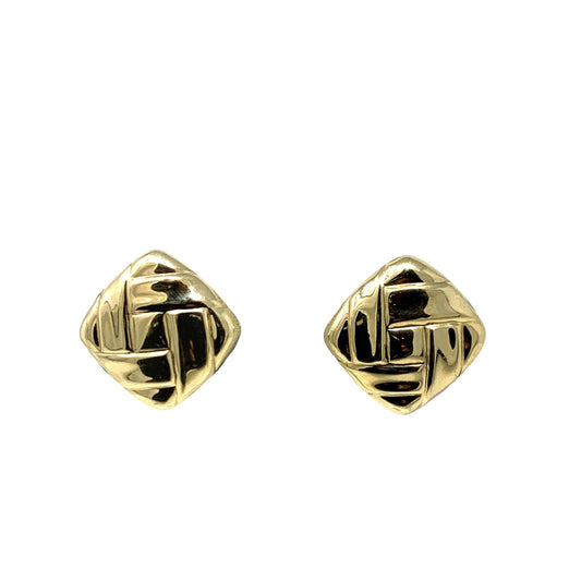 14K Gold Clip-On Button Pillow Earrings