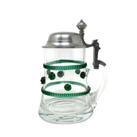 Theresienthal Glass Beer Stein With Green Glass Prunts