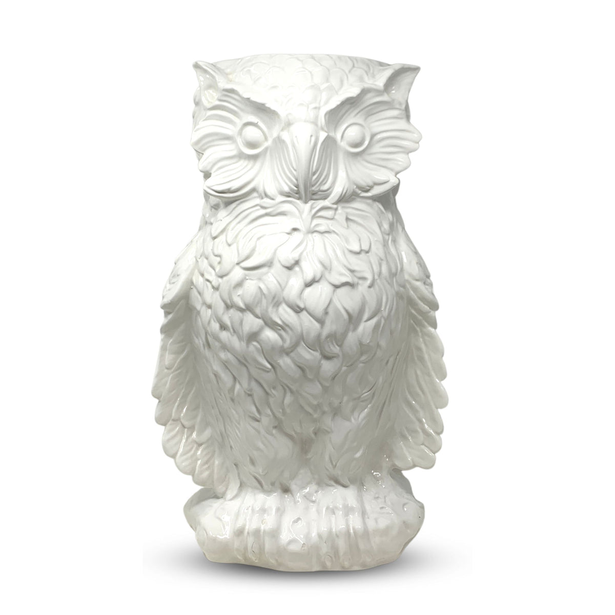 Large Italian Blanc De Chine Ceramic Owl Umbrella/ Cane Stand