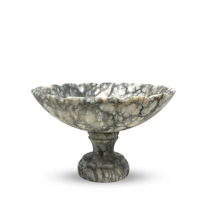 Antique Italian Hand Carved Alabaster Pedestal Bowl