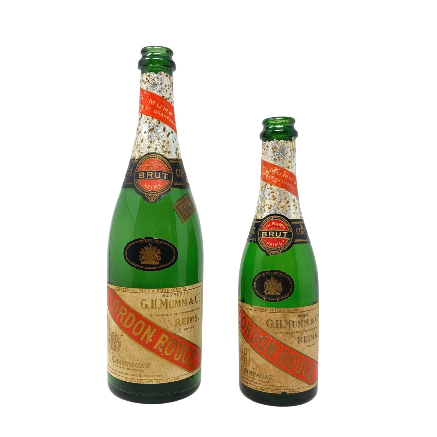G.H. Mumm 1960's Cordon Rouge Demie & Full Size Champagne Bottles (2)