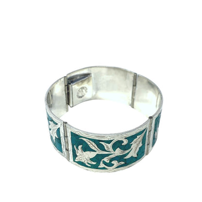 Sterling Silver & Turquoise Handmade Hinged Cuff Bracelet