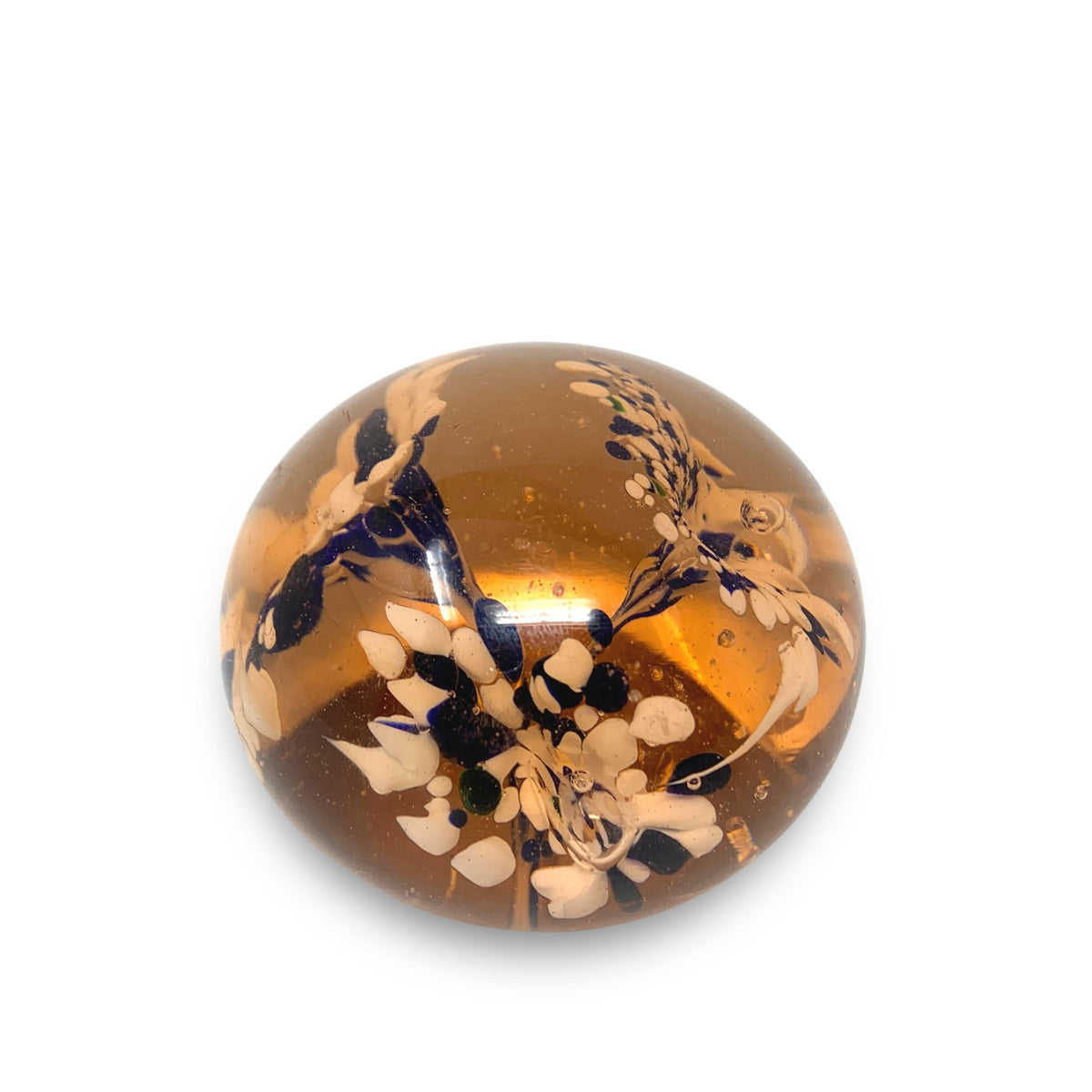 Murano Rare Golden Art Glass Floral Paperweight