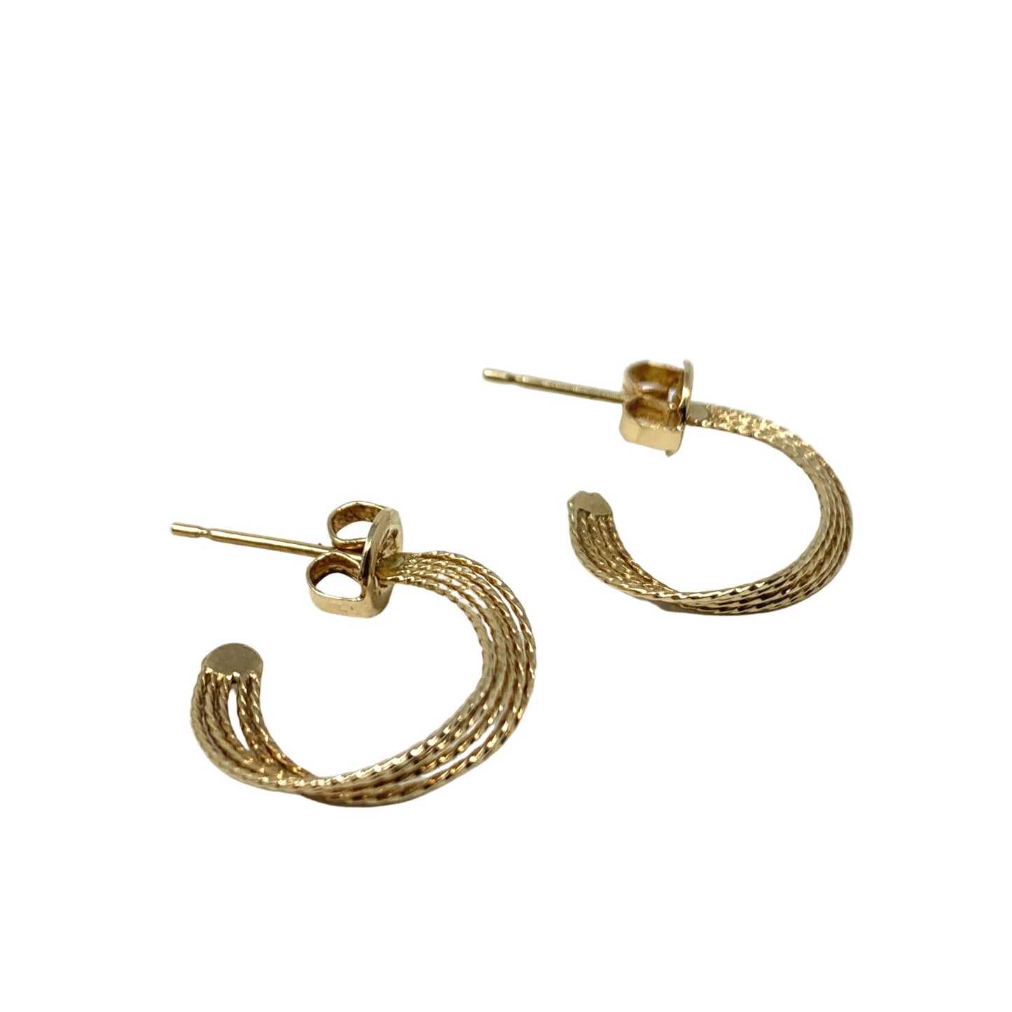 14K Gold 5 Strand Twisted Hoop Earrings