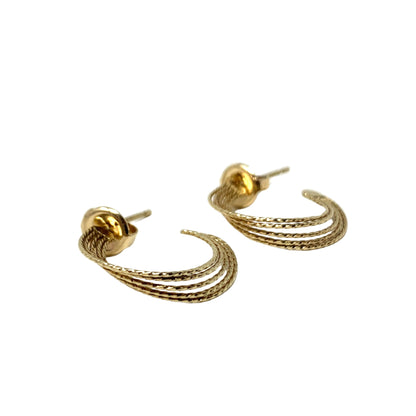 14K Gold 5 Strand Twisted Hoop Earrings