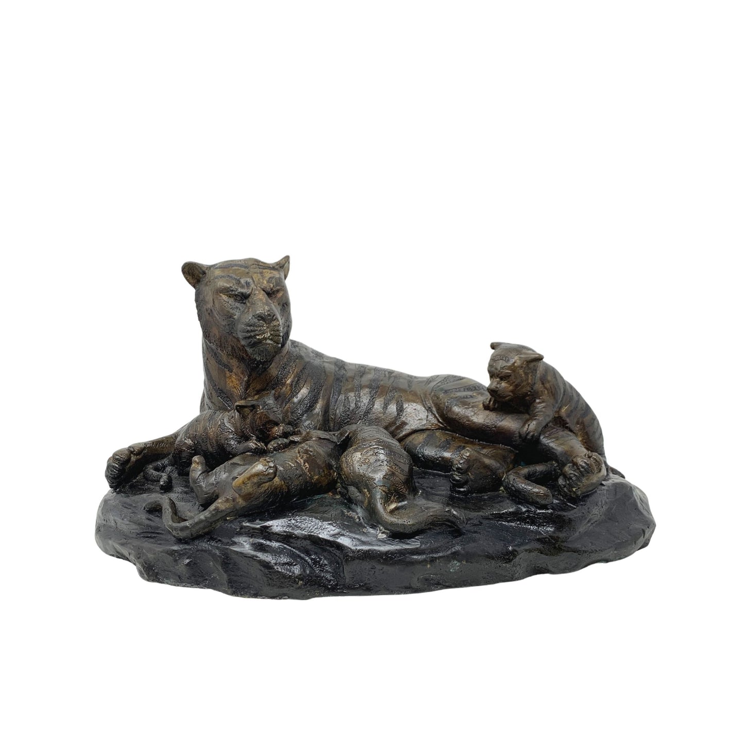 Japanese Meiji Period Cast Bronze Tigress With Cubs