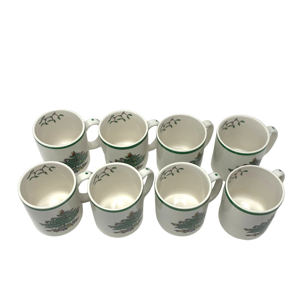 Spode Christmas Tree Green Trim Mugs (8)