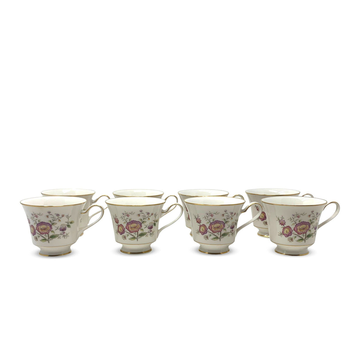 Noritake "Asian Song" Ivory China Set of 8 Tea Cups & Saucers (16pcs)