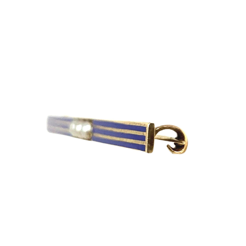 14K Gold Art Deco Lapis & Pearl Pin