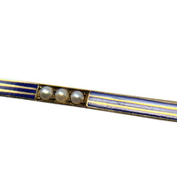 14K Gold Art Deco Lapis & Pearl Pin