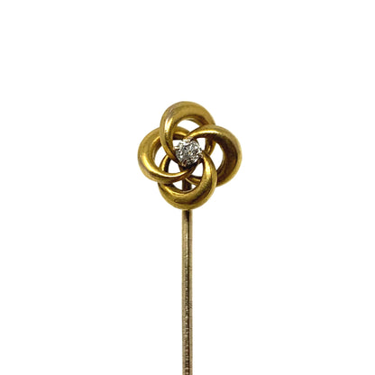 10K Diamond Flower Stick Pin
