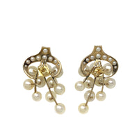 14K Gold Vintage Pearl Grape Cluster Earrings