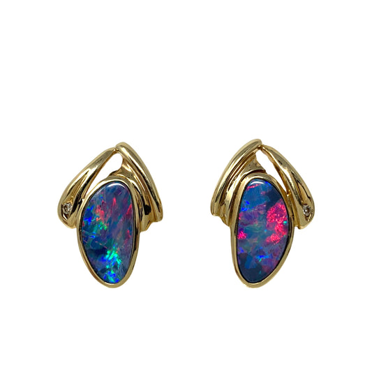 Parle 14K Gold Opal & Diamond Earrings