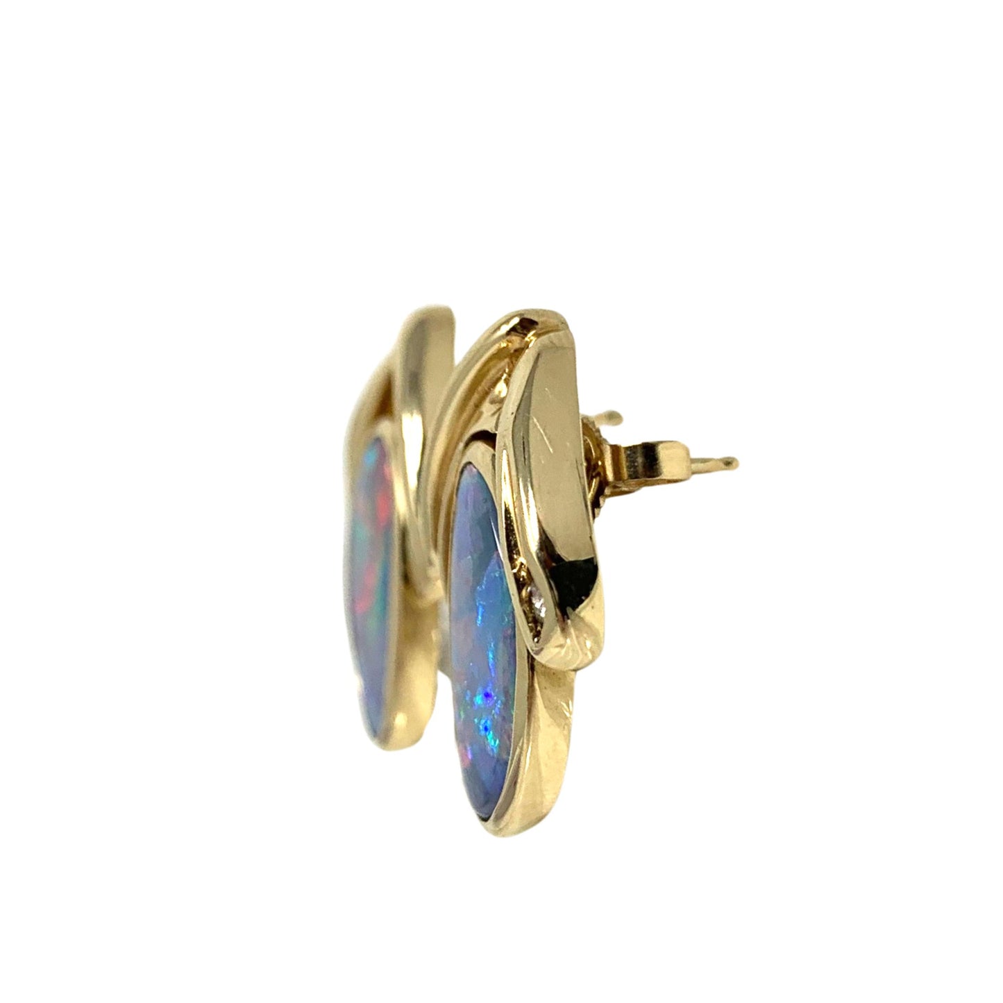 Parle 14K Gold Opal & Diamond Earrings