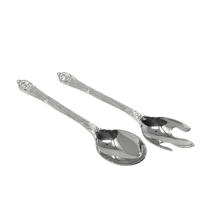 Silverplate Santa Salad Serving Spoon & Fork