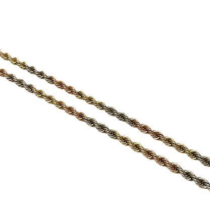 14K Solid 3.2mm Tri-Gold 24” Necklace 21.2g