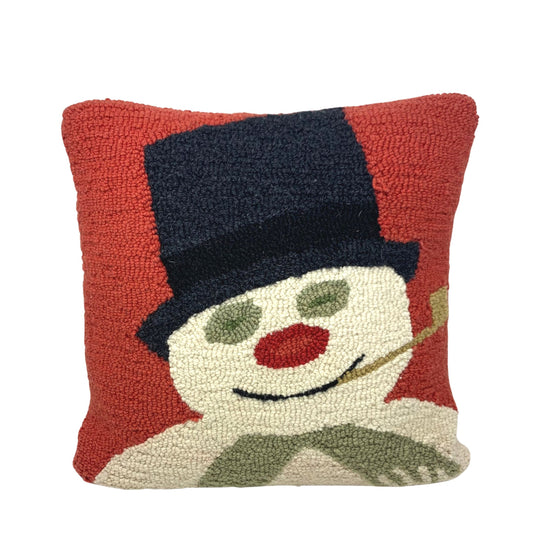 Chandler 4 Corners Handmade Hooked Wool Snowman With Pipe Pillow