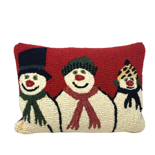Chandler 4 Corners Handmade Hooked Wool Snowman Family Pillow