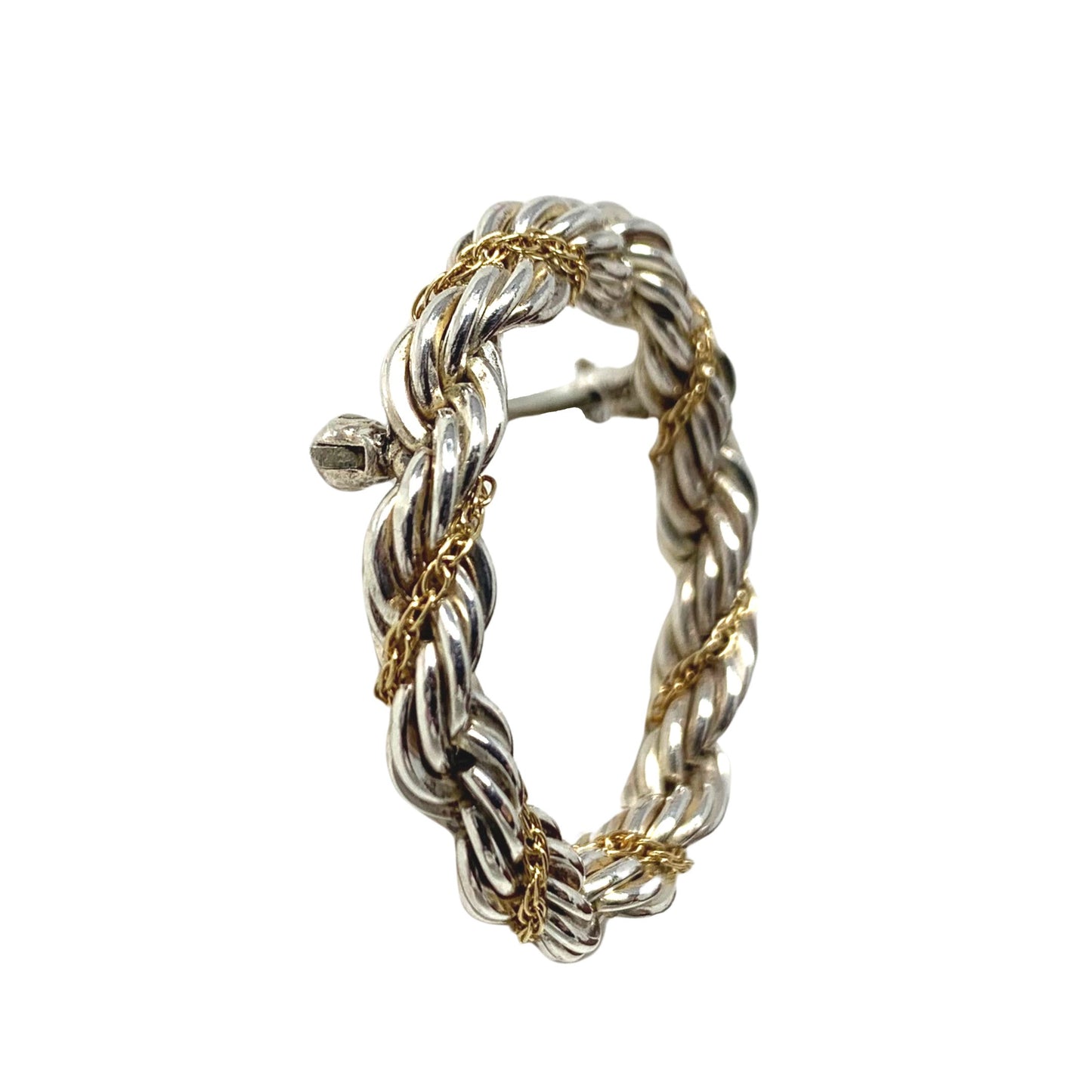 Tiffany & Co 14K Gold/ Sterling Circle Rope Wreath Brooch