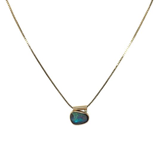 Parle 14K Gold Opal & Diamond 16” Slide Necklace
