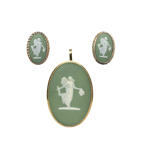 Wedgwood 14K/10K Jasperware Earrings & Pendant/Brooch