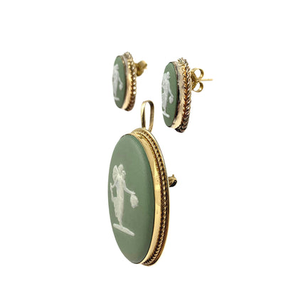 Wedgwood 14K/10K Jasperware Earrings & Pendant/Brooch