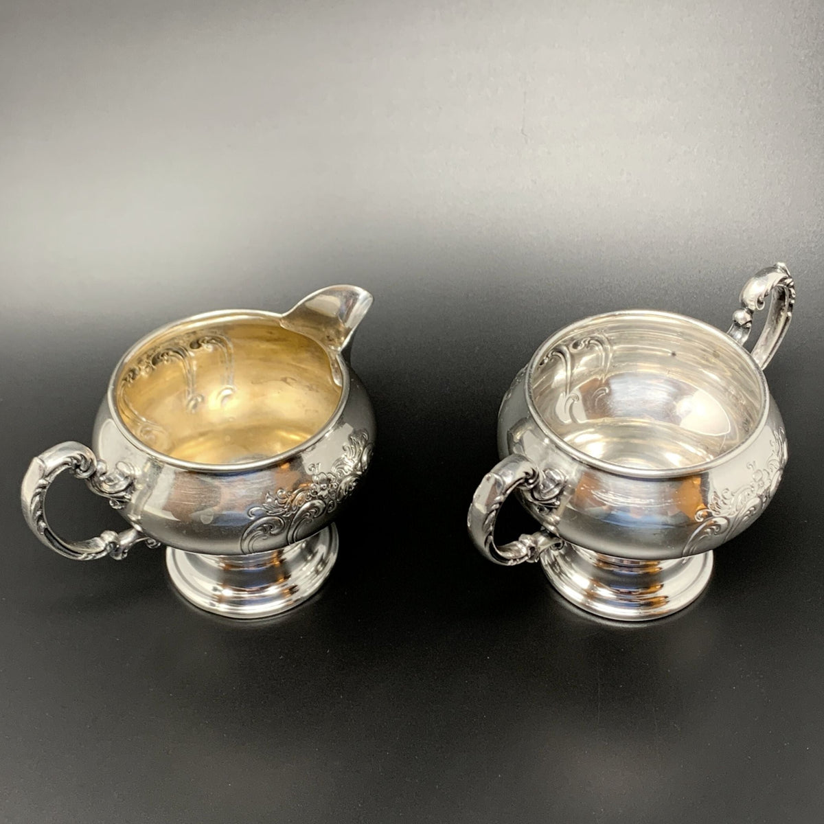 Gorham "Chantilly" Silverplate Mini Creamer & Sugar