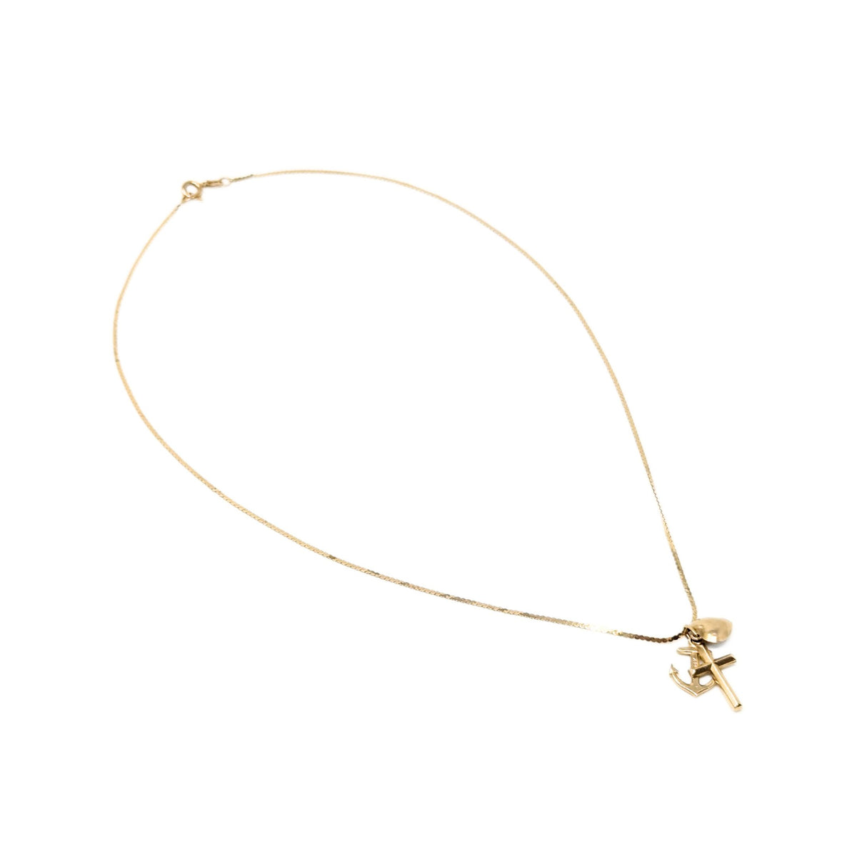14K Gold 18” Faith, Hope, & Charity Pendant Necklace