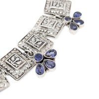 Sterling & Tanzanite Tribal Indian 16” Toggle Choker Necklace