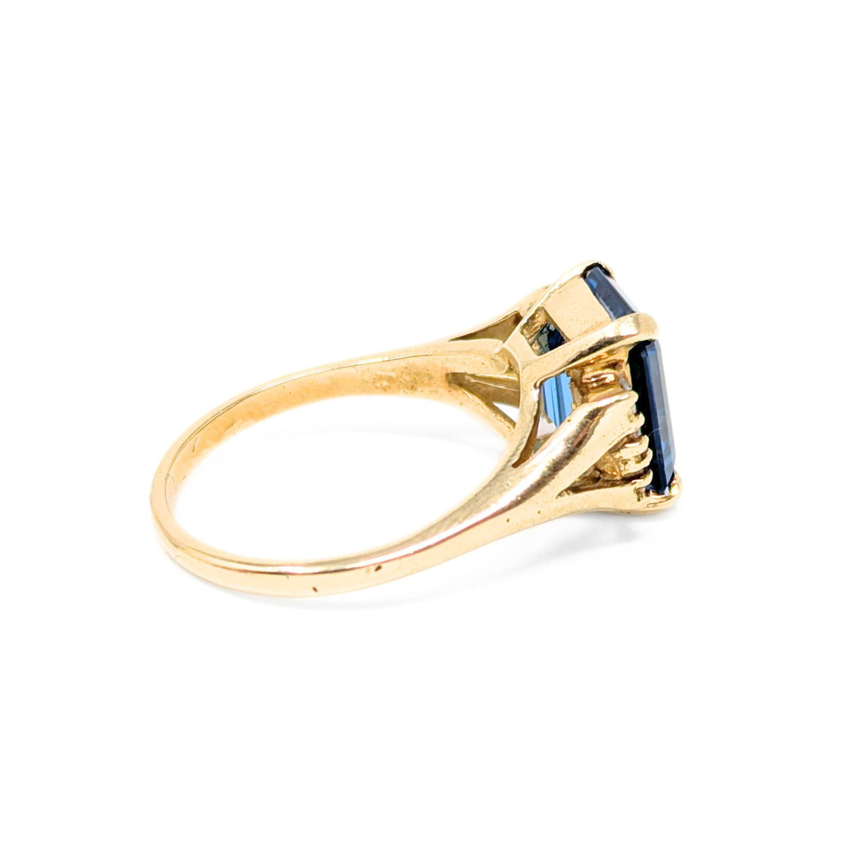 14K Gold Blue Topaz & Diamond Ring - Size 8.5