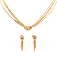 Michael Anthony 13K Gold Braided Wheat 5-Strand Love Knot Necklace & Earrings