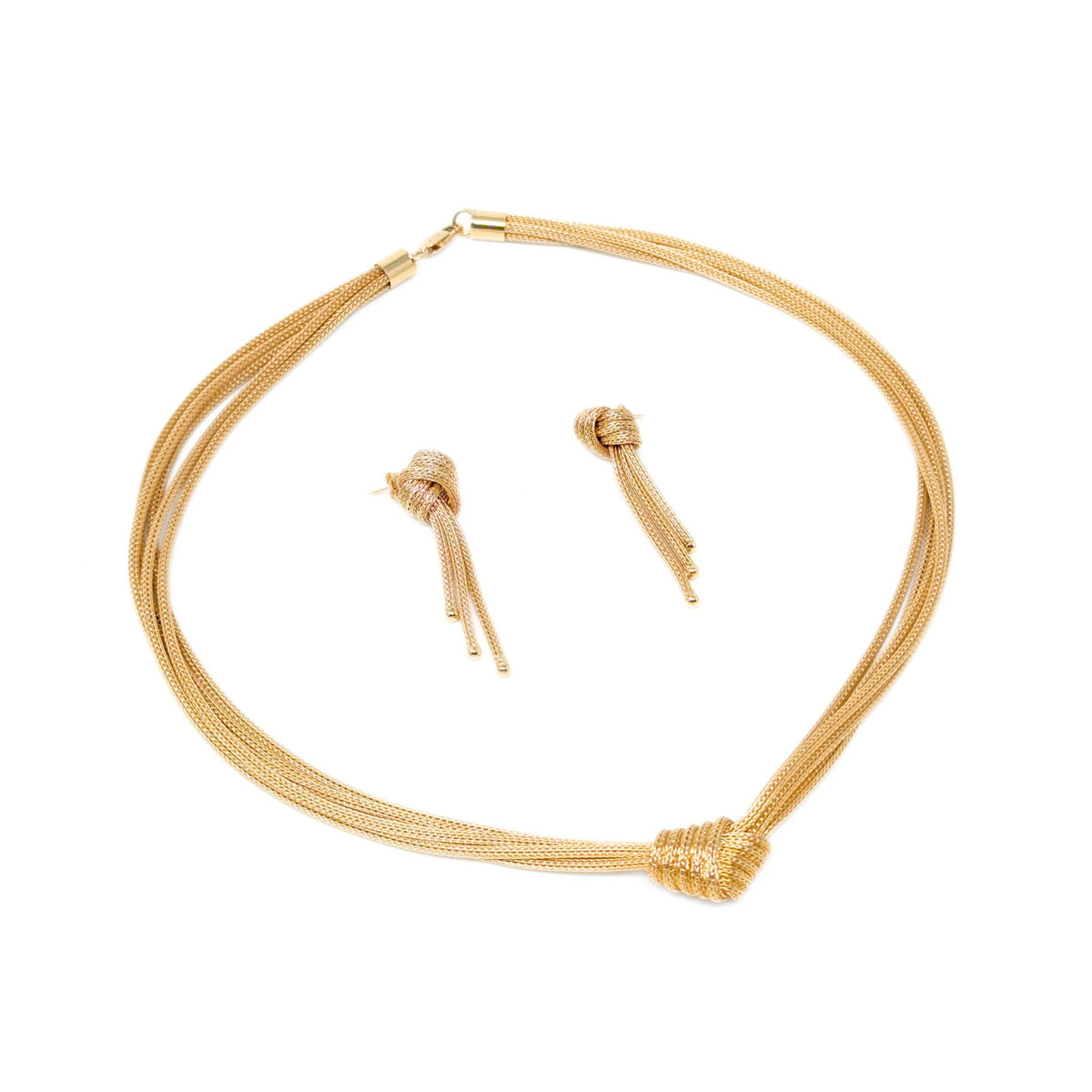 Michael Anthony 13K Gold Braided Wheat 5-Strand Love Knot Necklace & Earrings