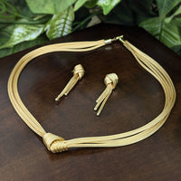 Michael Anthony 13K Gold Braided Wheat 5-Strand Love Knot Necklace & Earrings